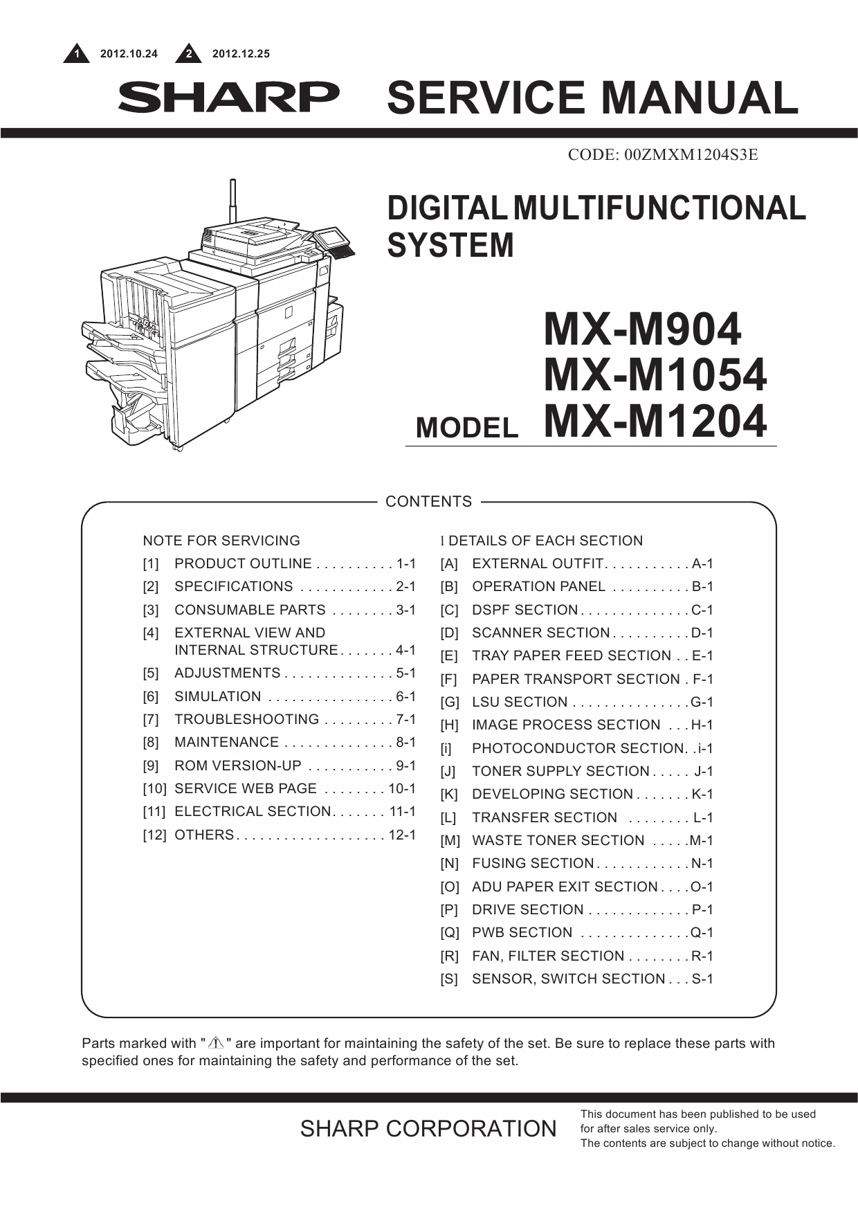 SHARP MX M904 M1054 M1204 Service Manual-1